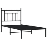 Metal Bed Frame without Mattress with Headboard Black 80x200cm 353528