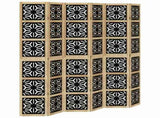 Room Divider 6 Panels Brown and Black Solid Wood Paulownia 358812