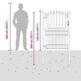 Fence Gate with Spikes Grey 200 x 100 cm Powder-coated steel 42009021