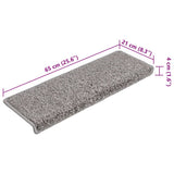 Stair Mats 15 pcs 65x21x4 cm Grey Rectangular Edge 134575
