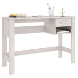 ZNTS Desk HAMAR White 110x40x75 cm Solid Wood Pine 340457