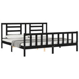 Bed Frame without Mattress Black 200x200 cm Solid Wood Pine 3192905