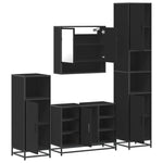 ZNTS 4 Piece Bathroom Furniture Set Black Engineered Wood 3301240