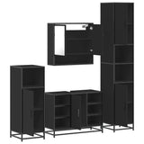 ZNTS 4 Piece Bathroom Furniture Set Black Engineered Wood 3301240