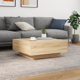 ZNTS Coffee Table with LED Lights Sonoma Oak 80x80x31 cm 836590