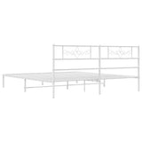 Metal Bed Frame without Mattress with Headboard White 193x203cm 355322