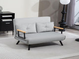 4-in-1 Velvet-Feel Double Sofa Bed, with Pillows - Light Grey T3398P328347