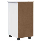 Rolling Cabinet White 34 x 39 x 65.5 cm Solid Pine Wood 42028345