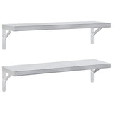 Wall Shelves 2 pcs 75x23.5 cm Silver Stainless Steel 3214507