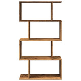 Room Divider Bookcase 4-Tier Old Wood 70x24x129 cm Engineered Wood 858109
