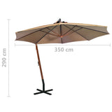 Hanging Garden Parasol with Pole Taupe 3.5x2.9 m Solid Fir Wood 313769