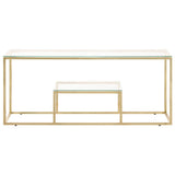 ZNTS Coffee Table Gold Stainless Steel and Tempered Glass 350018