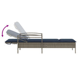 Sun Lounger Reclining Grey 63 x 200 x 81 cm Poly rattan 368305