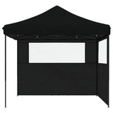 ZNTS Foldable Party Tent Pop-Up with 2 Sidewalls Black 4004927