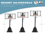 2.4-2.9m Adjustable Basketball Hoop and Stand with Weighted Base, Portable on Wheels, Black T3398P349117