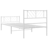 Metal Bed Frame without Mattress with Footboard White 100x200cm 372241