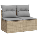 2 Piece Garden Sofa Set with Cushions Beige Poly Rattan Acacia 3325235