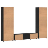 TV Cabinet Set with Drawer FLORIN 3 pcs Black Engineered Wood 3398005
