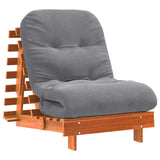 Futon Sofa Bed with Mattress Wax Brown 70x206x11 cm Solid Wood Pine 846753