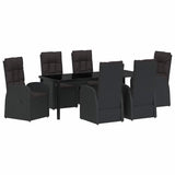 Garden Dining Set with Cushion 7 pcs Black Poly Rattan 3379525