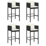 5 Piece Garden Bar Set with Cushions Black Poly Rattan 3203942