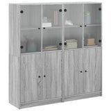 Bookcase with Doors Grey Sonoma 136x37x142 cm Engineered Wood 3206529