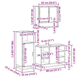3 Piece Bathroom Furniture Set Smoked Oak Engineered Wood 3301002