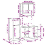 3 Piece Bathroom Furniture Set Grey Sonoma Engineered Wood 3301003