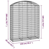 Arched Gabion Basket 150x50x180/200 cm Galvanised Iron 153459