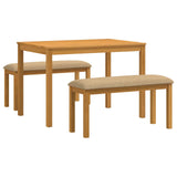 Dining Set 3 pcs Beige Solid Oak Wood 3430273