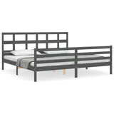 Bed Frame without Mattress Grey 200x200 cm Solid Wood 3194853
