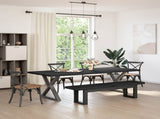 Dining Bench NOAIN 160 x 41 x 45 cm Solid Pine Wood Black 42020924