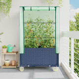 Raised Bed with Cover and Wheels Rattan Look 80x50x182 cm 4015836