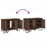 Bathroom Sink Cabinet Brown Oak 91x35x60 cm Engineered Wood 848663