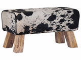 Bench 60 x 30 x 45 cm Real Leather Black and White 42042109