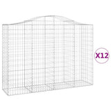 Arched Gabion Baskets 12 pcs 200x50x140/160 cm Galvanised Iron 3145692