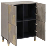 Sideboard Grey and Gold 60 x 33 x 75 cm Solid Mango Wood 4018798