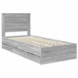 Bed Frame with Drawer Grey Sonoma 75 x 190 cm Engineer Wood 3410218