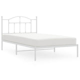 Metal Bed Frame without Mattress with Headboard White 100x200cm 353483