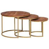 Nesting Coffee Tables 3 pcs Solid Mango Wood and Steel 4104641