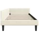 Corner Bed Frame with Headboard Cream 90 cm x 190 cm Velvet 42016151