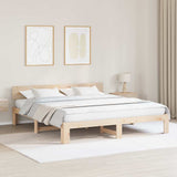 Bed Frame with Headboard Natural 200 x 200 cm Solid Pine Wood 872638