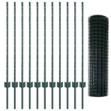 Fence with Posts Green 1 x 25 m Steel 3336007
