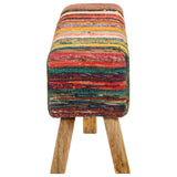 Bench Multicolour 160 cm Chindi Fabric and Solid Wood Mango 359636