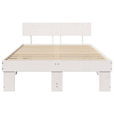 Bed Frame with Headboard White 135 x 190 cm Solid Pine Wood 872576