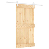 Sliding Door Natural and White 100 x 210 cm Solid Pine Wood 3445181