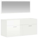Bathroom Cabinet with Mirror High Gloss White Engineered Wood 833888