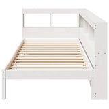 ZNTS Bookcase Bed without Mattress White 90x190 cm Single Solid Wood Pine 3324339