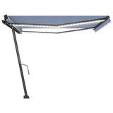 Manual Retractable Awning with LED 450x300 cm Blue and White 3069761