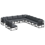 Garden Sofa Set with Cushion Black Aluminium 3378880